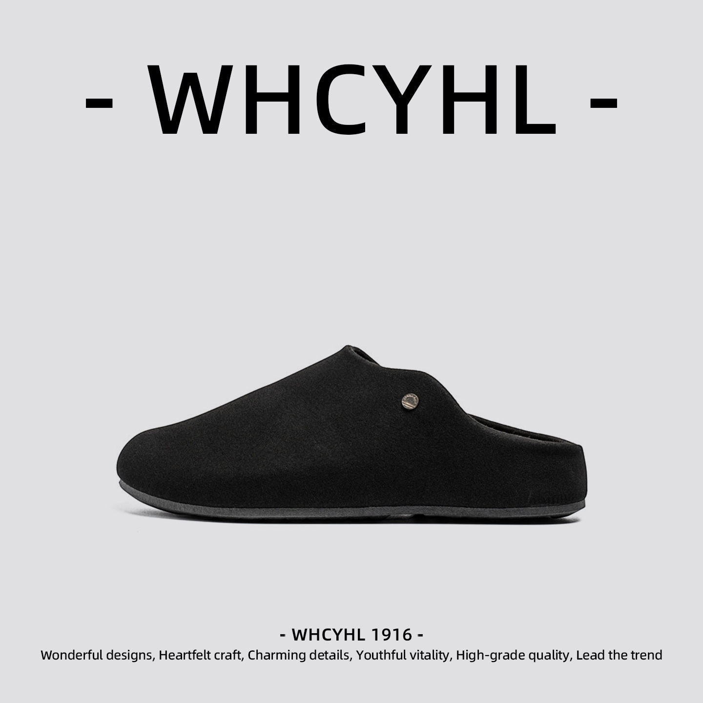 【轻奢潮牌】WHCYHL黑色勃肯鞋男款春季包头半拖鞋一脚蹬懒人外穿,流行男鞋,软木鞋/勃肯鞋,淘宝优惠券,粉丝福利购,淘宝优惠卷