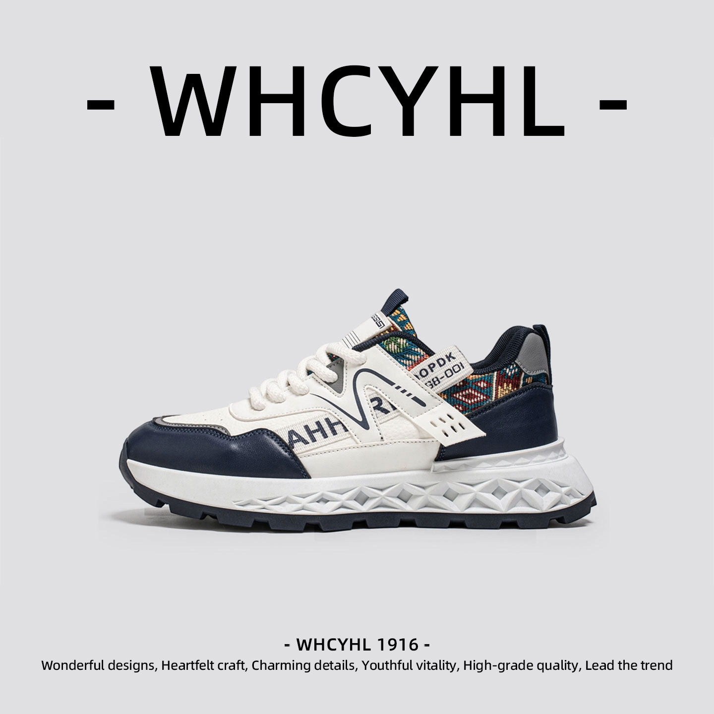 【轻奢潮牌】WHCYHL男鞋2026春季新款厚底休闲鞋青少年潮牌老爹鞋,流行男鞋,时尚休闲鞋,淘宝优惠券,粉丝福利购,淘宝优惠卷