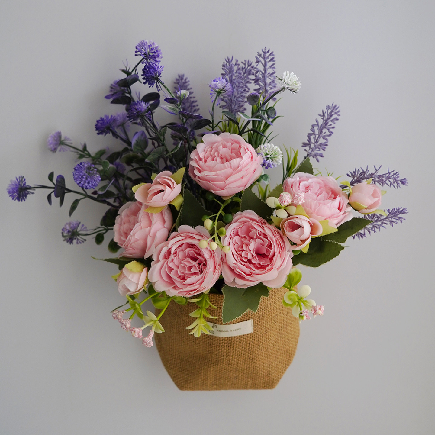 壁挂仿真花假花薰衣草牡丹客厅插花艺悬挂式挂墙花盆墙壁装饰花器