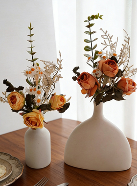 ins玫瑰花小雏菊假花仿真花摆件客厅桌面摆设装饰花餐桌花艺花束