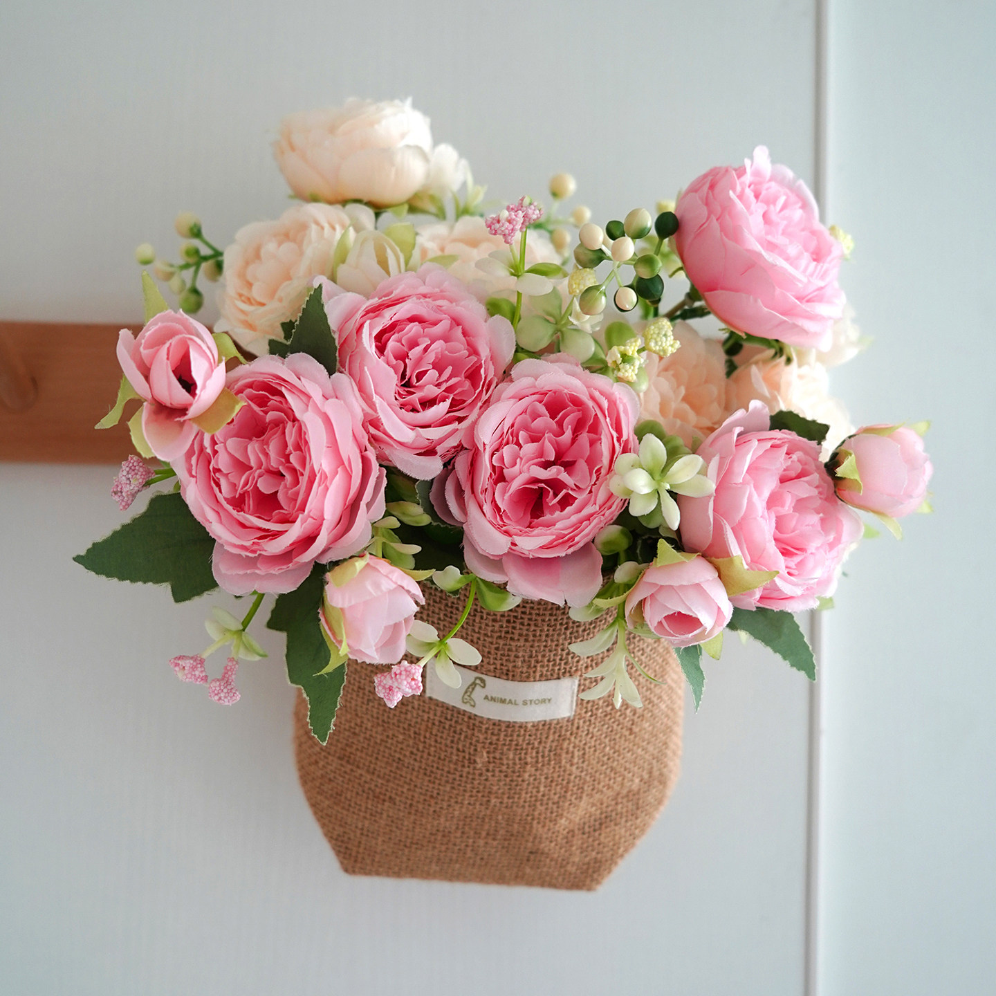 墙上花篮壁挂牡丹仿真花假花创意餐厅墙面壁饰挂件家居客厅背景墙