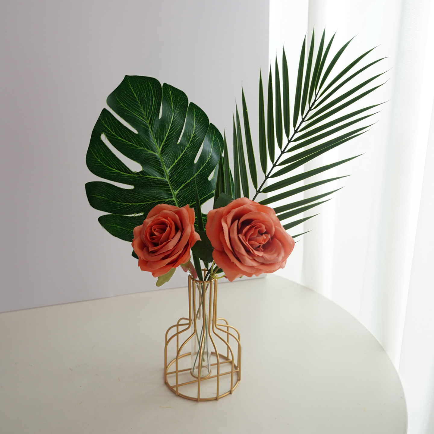 轻奢高端玫瑰仿真花客厅装饰花艺摆件餐桌摆设干花假花束绿植装饰