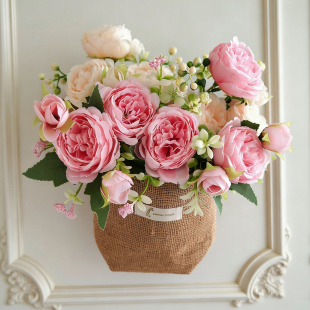 仿真花假花壁挂校园房间装 饰品玄关 饰品布置走廊过道卫生间房子装