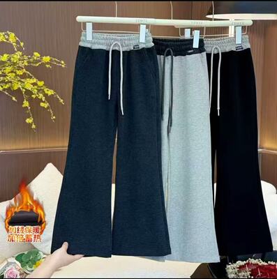 TT2976女童加绒微喇裤中大童宽松显瘦直筒裤女孩运动卫裤