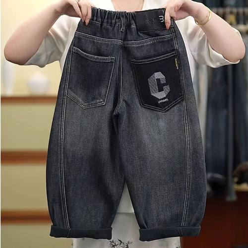 HJ男童加绒牛仔裤一体绒秋冬2025新款儿童冬季弯刀裤宽松裤子男孩
