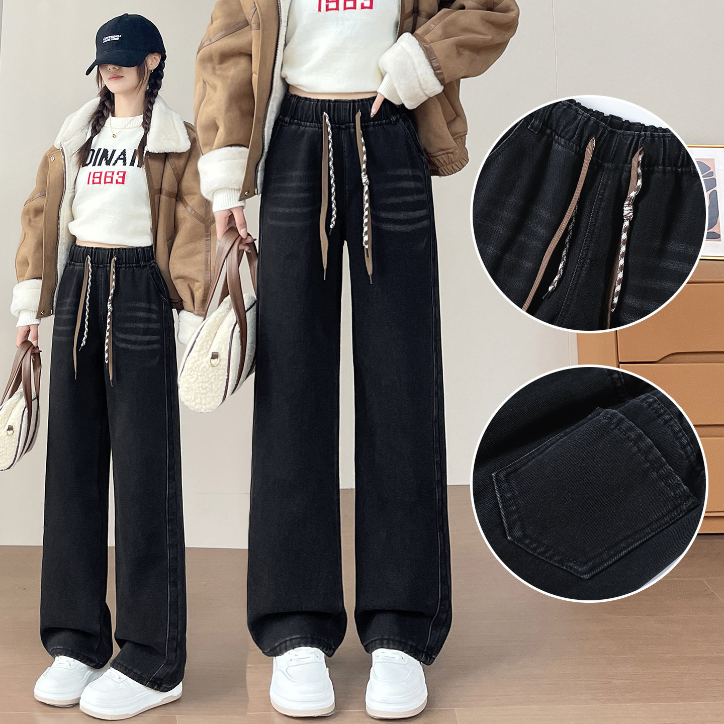 强推柔软加绒牛仔！少女孩直筒牛仔裤冬款大童棉裤学生加厚休闲裤