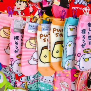 出口日单文具小人短筒女袜可爱短袜文具君文具酱お文具さん女袜