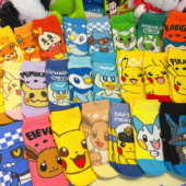 出口日本新款 卡通儿童袜子动漫周边短筒宠物小精灵皮卡超