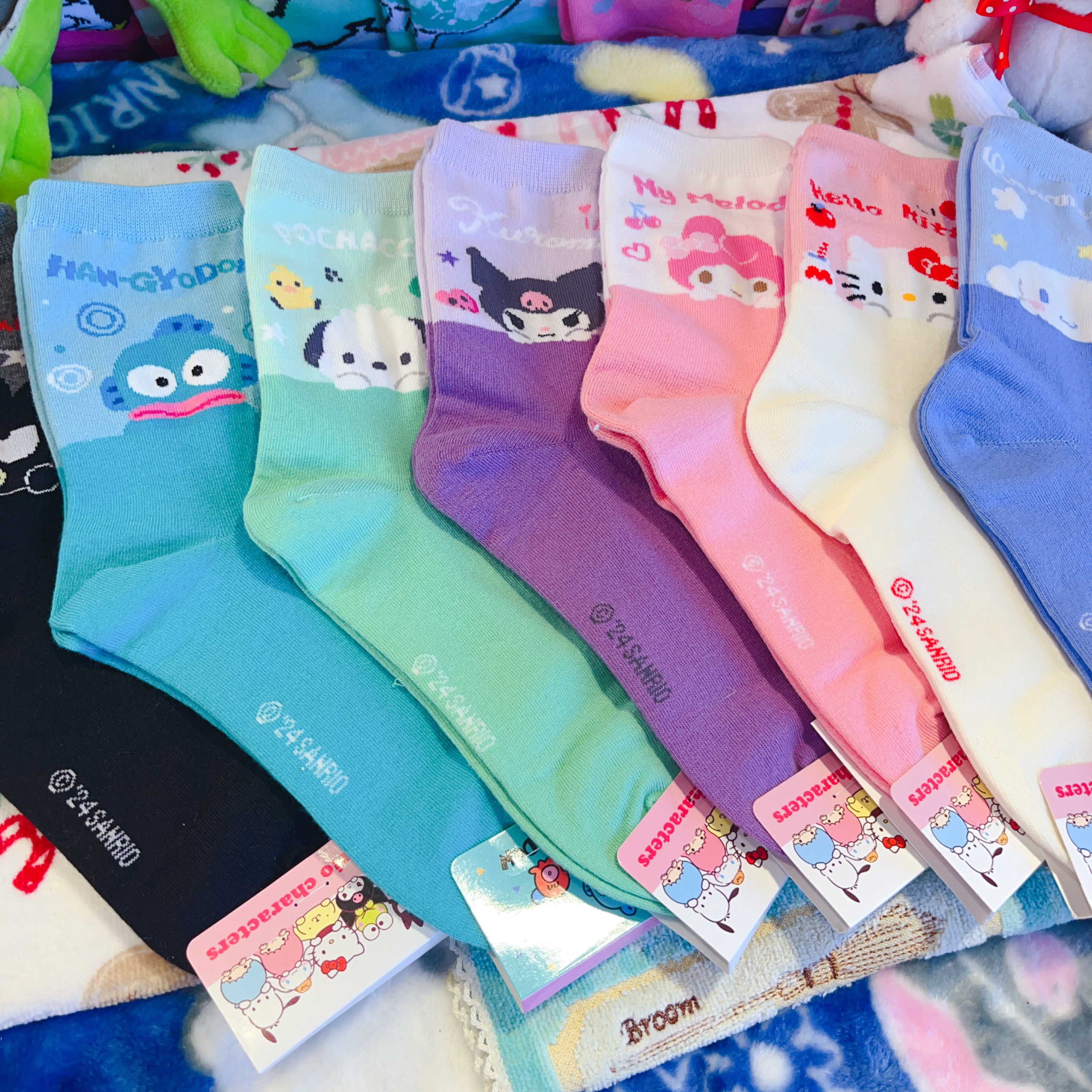 韩国女袜子棉袜中筒卡通袜布丁狗美乐蒂库洛米HelloKitty玉桂