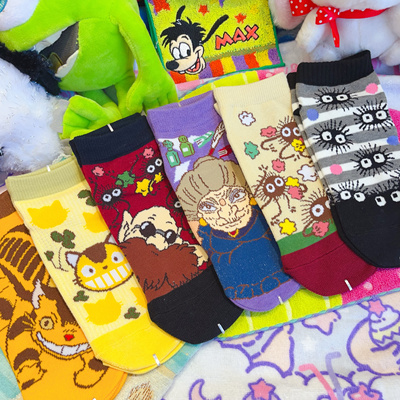 出口日本魔女jiji猫黑猫龙猫可爱卡通袜子短筒女袜