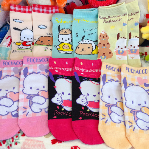 6双装`春夏新品日系卡通pc狗帕恰狗短筒袜女士袜子糖果色短袜女袜