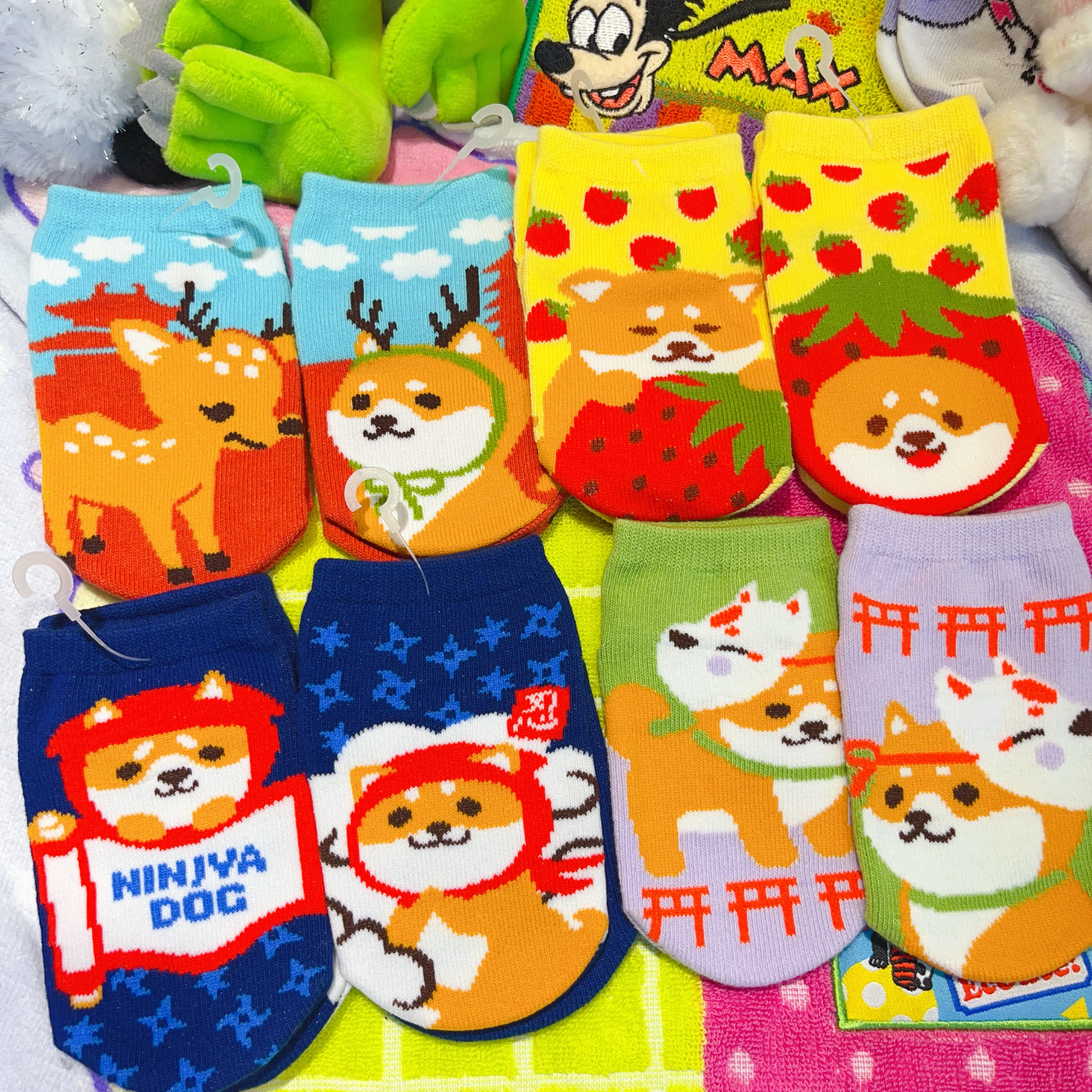 出口日本可爱卡通柴犬狗狗AB版宝宝袜婴儿袜子童防滑底短筒袜