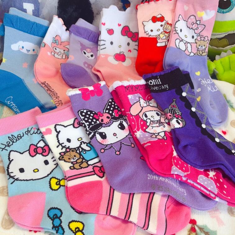 出口日系儿童袜子HelloKitty美乐蒂玉桂狗邦尼兔可爱女宝卡通袜