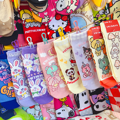 出口可爱小熊兔子swimmer短筒袜女袜女士袜子糖果色复古昭和风