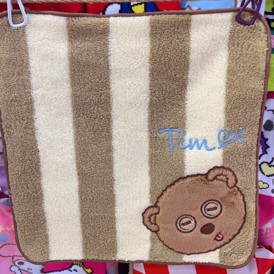新品出口日本可爱方巾Tim熊刺绣可爱方巾可爱棉面巾卡通小手巾棉