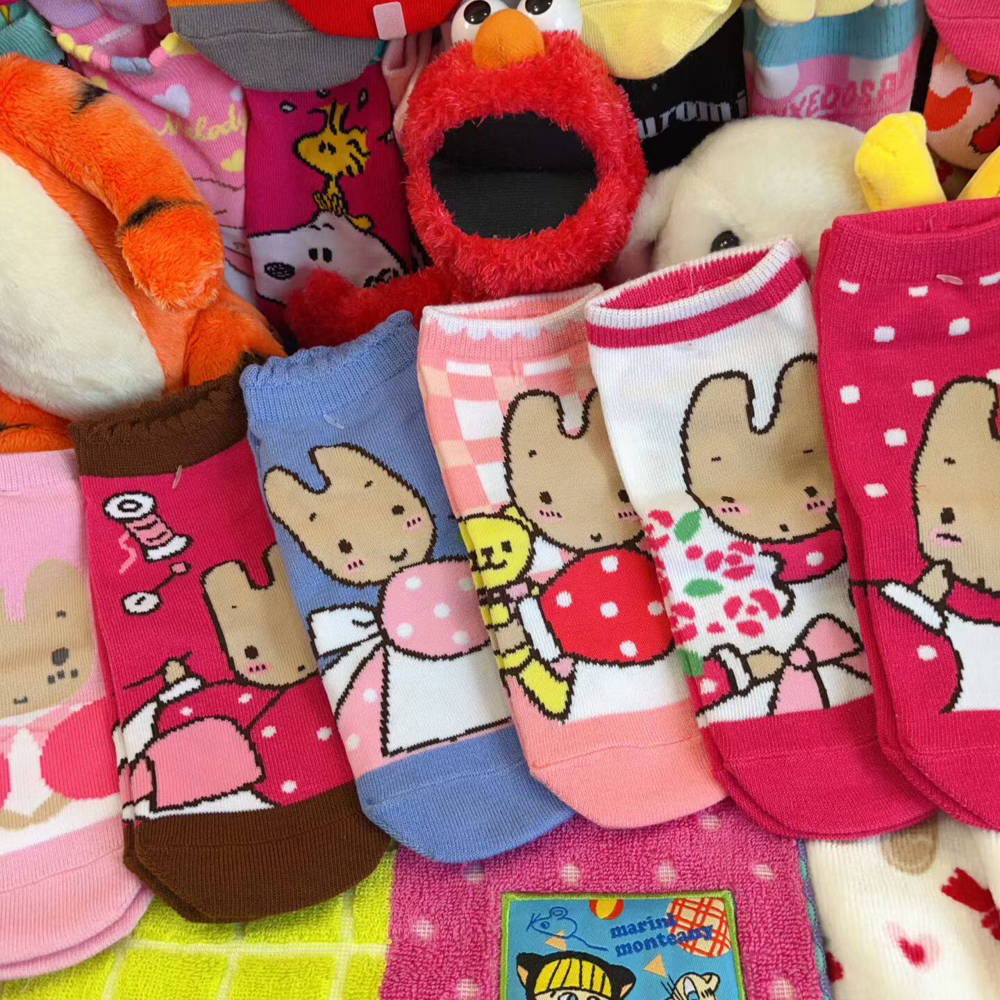 日D春秋新品Marron Crea茉莉小兔撞色波点短筒袜搭配可爱袜女袜