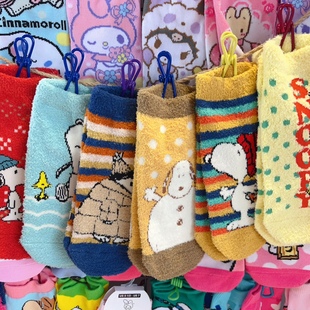 出口日本毛绒珊瑚绒袜短筒史努比女Snoopy袜子可爱保暖软绵绵袜子