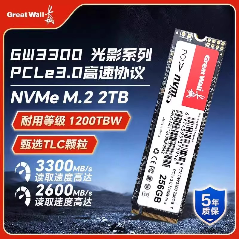 长城GW3300M.2固态硬盘NVMe协议台式笔记本电脑固态硬盘预装系统