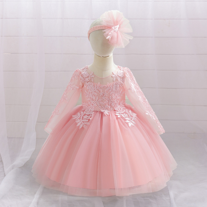 跨境女童公主裙绣花礼服长袖宝宝
