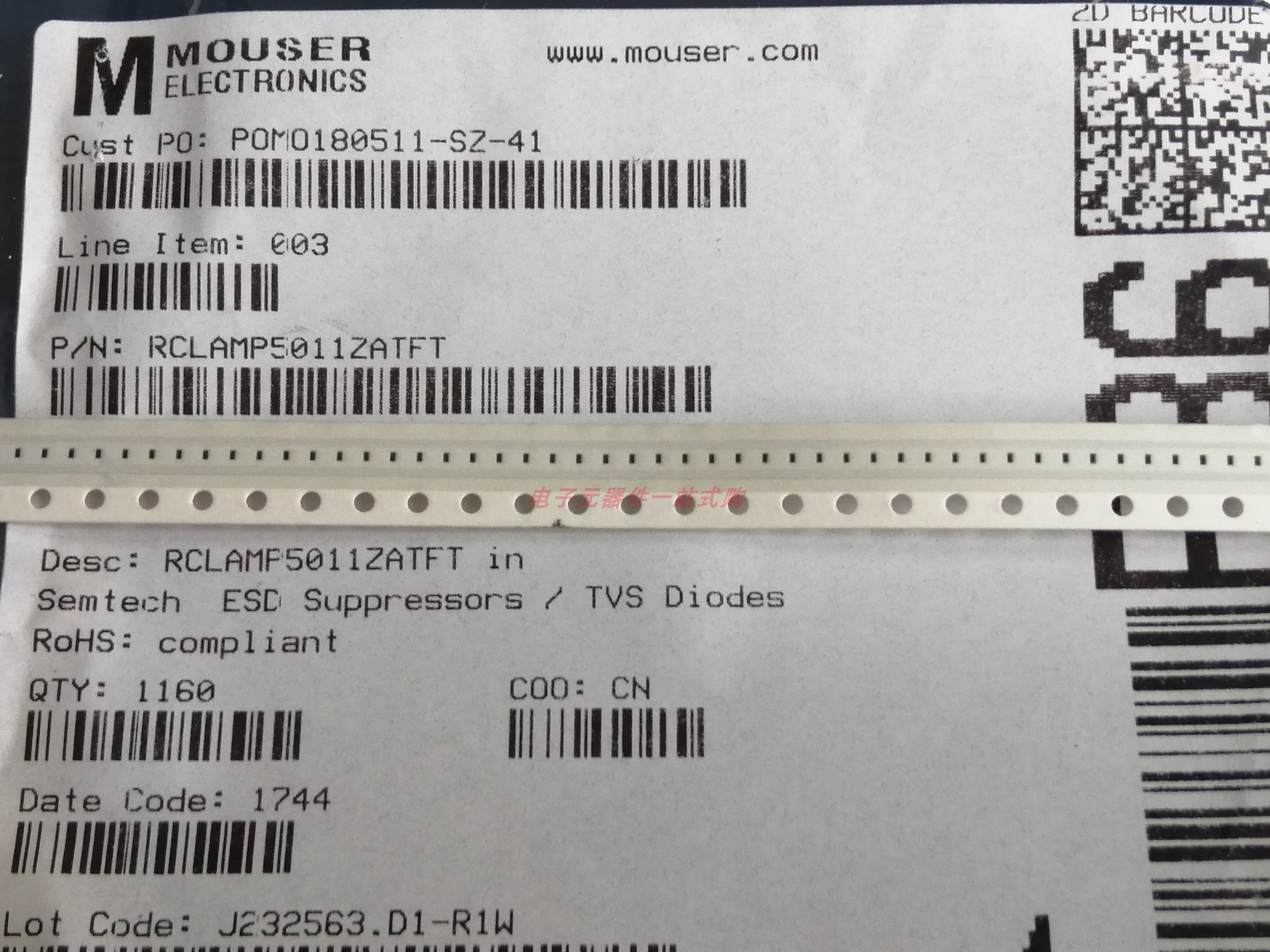 RCLAMP5011ZATFT 原装SEMTECH  5V 12.5V 原装现货样品直拍！