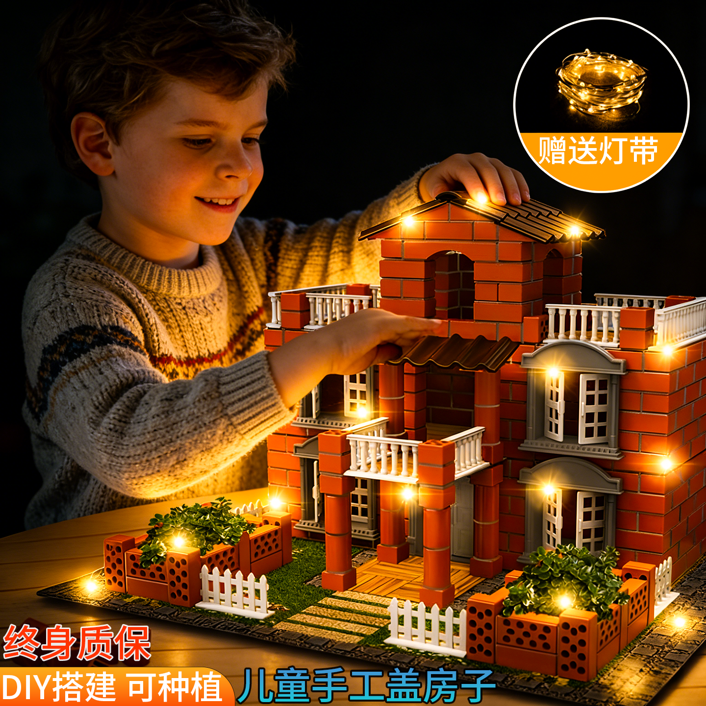 手工diy小屋别墅盖房子砌墙玩具泥瓦匠建房子立体拼装建筑积木男6,玩具/童车/益智/积木/模型,建筑/DIY小屋/拼装模型,淘宝优惠券,粉丝福利购,淘宝优惠卷