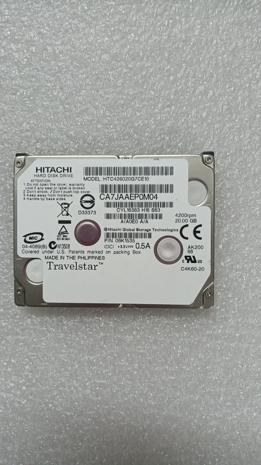 日立 htc426020G7CE10 20g硬盘 mp3摄像机用