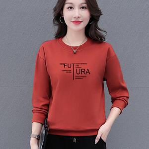 圆领长袖卫衣女春秋2025新款时尚洋气中年妈妈打底衫加绒上衣图片