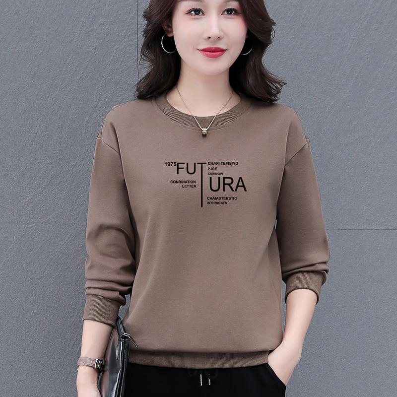圆领长袖卫衣女春秋2025新款时尚洋气中年妈妈打底衫加绒上衣,女装卫衣/绒衫,燕颉服饰
