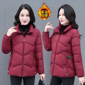 羽绒棉衣棉服女短款韩版修身显瘦冬季妈妈纯色外套棉袄2025新款图片