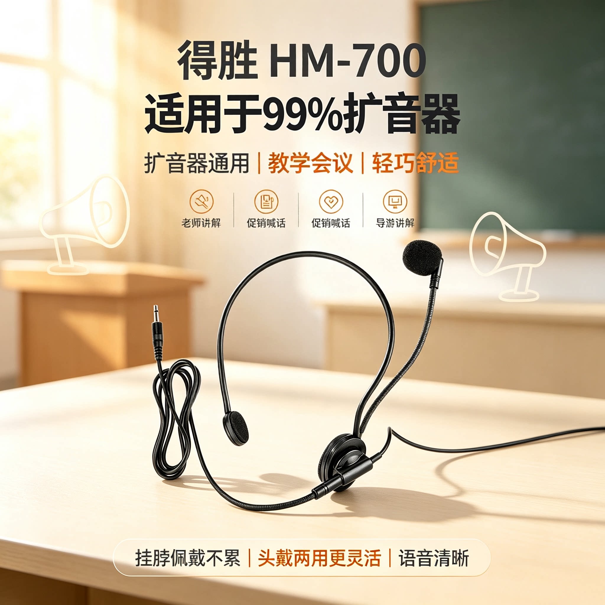Takstar/得胜HM-700有线头戴式耳麦教师导游小蜜蜂扩音