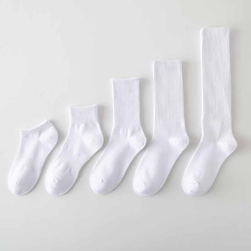 纯白袜子男士夏季短袜低腰学生中筒中腰薄款长袜高腰长筒棉小腿袜