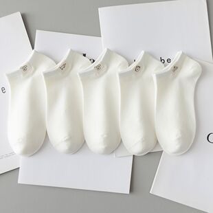 白色袜子男女短袜夏季薄款透气卡通可爱青少年船袜浅口低腰棉短款