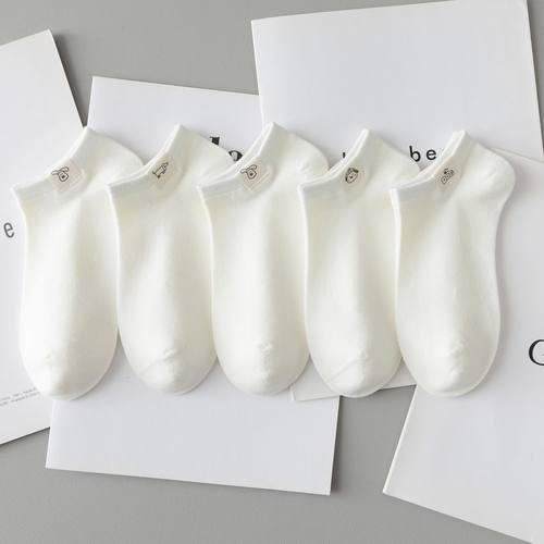 白色袜子男女短袜夏季薄款透气卡通可爱青少年船袜浅口低腰棉短款