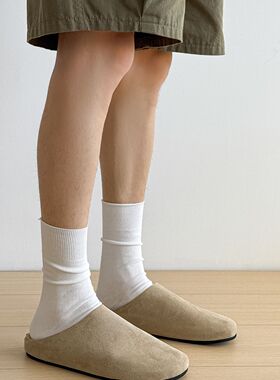 白堆堆袜子男夏季中筒潮流青少年薄棉日系灰色长筒无骨艺术生长袜