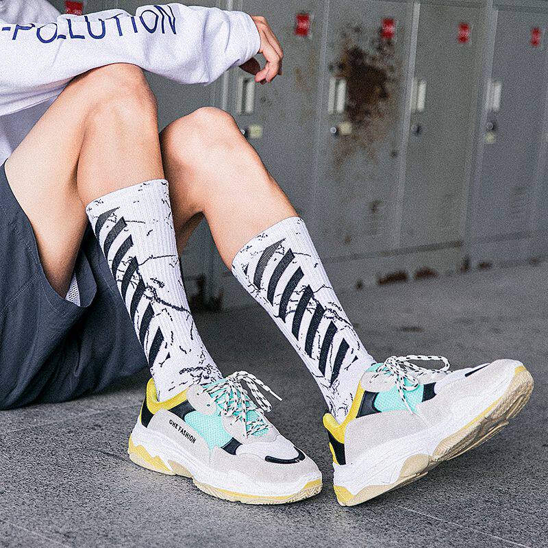 长筒袜秋季嘻哈超长袜男个性街头高筒黑及膝小腿袜ins潮牌高腰dk