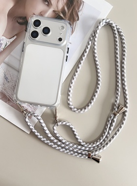 适用iphone17斜挎Air手机壳挂绳17pro苹果13promax四角开孔可调节8p硅胶15pm电话壳套防摔11黑色软xsmax手提