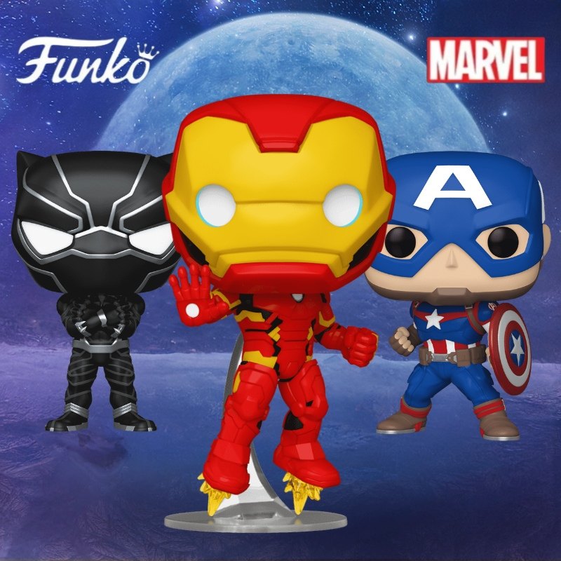 Funko Pop漫威钢铁侠美国队长蜘蛛侠黑豹夜魔侠月光骑士手办玩偶