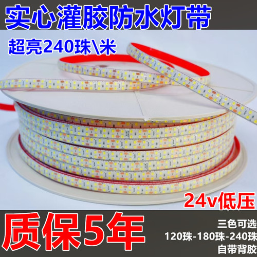 灯带led超亮防水全光谱室外防水池庭院门头线型灯带24v240珠双排