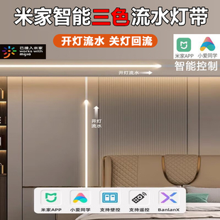 米家智能追光跑马流水灯带三色调光调色24vled灯条自粘家用线形灯