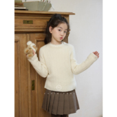 CUTIEYOKI亲子装 亲子百搭针织保暖奶呼呼手工钩花牦牛绒毛衣 童装