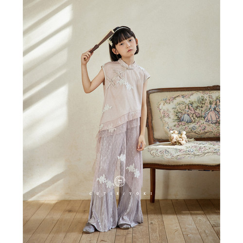 【直播福利3】Yoki家小别致轻中式刺绣女童旗袍/褶皱凉凉裤