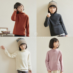 yoki童装 内搭红毛衣康赛妮aurora岛精无缝一体100羊绒打底衫