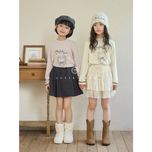 口原创印花长袖 CUTIEYOKI童装 T女童t恤爱心兔兔花边袖 长袖 秋款