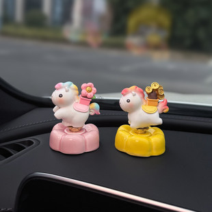 马年景德镇转转陶瓷小马上有钱汽车摆件车载中控仪表台车内装饰品