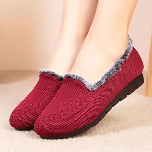 秋冬二棉鞋女加绒保暖妈妈鞋防滑百搭老北京布鞋女鞋一脚蹬豆豆鞋
