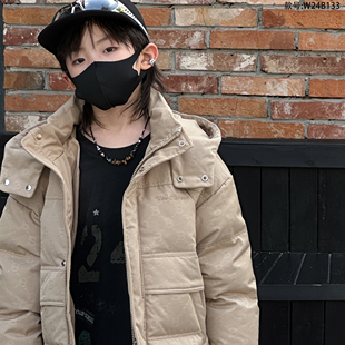 海娃娃禾雪2024冬季新款巴黎加厚渲染白鸭绒羽绒服短款面包服外套