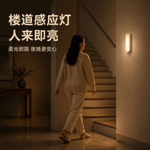 电梯间感应灯夜间自动人体感应人来即亮走廊过道楼道照明灯款