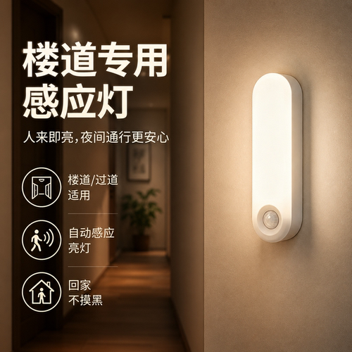 楼道夜间一靠近就亮灯