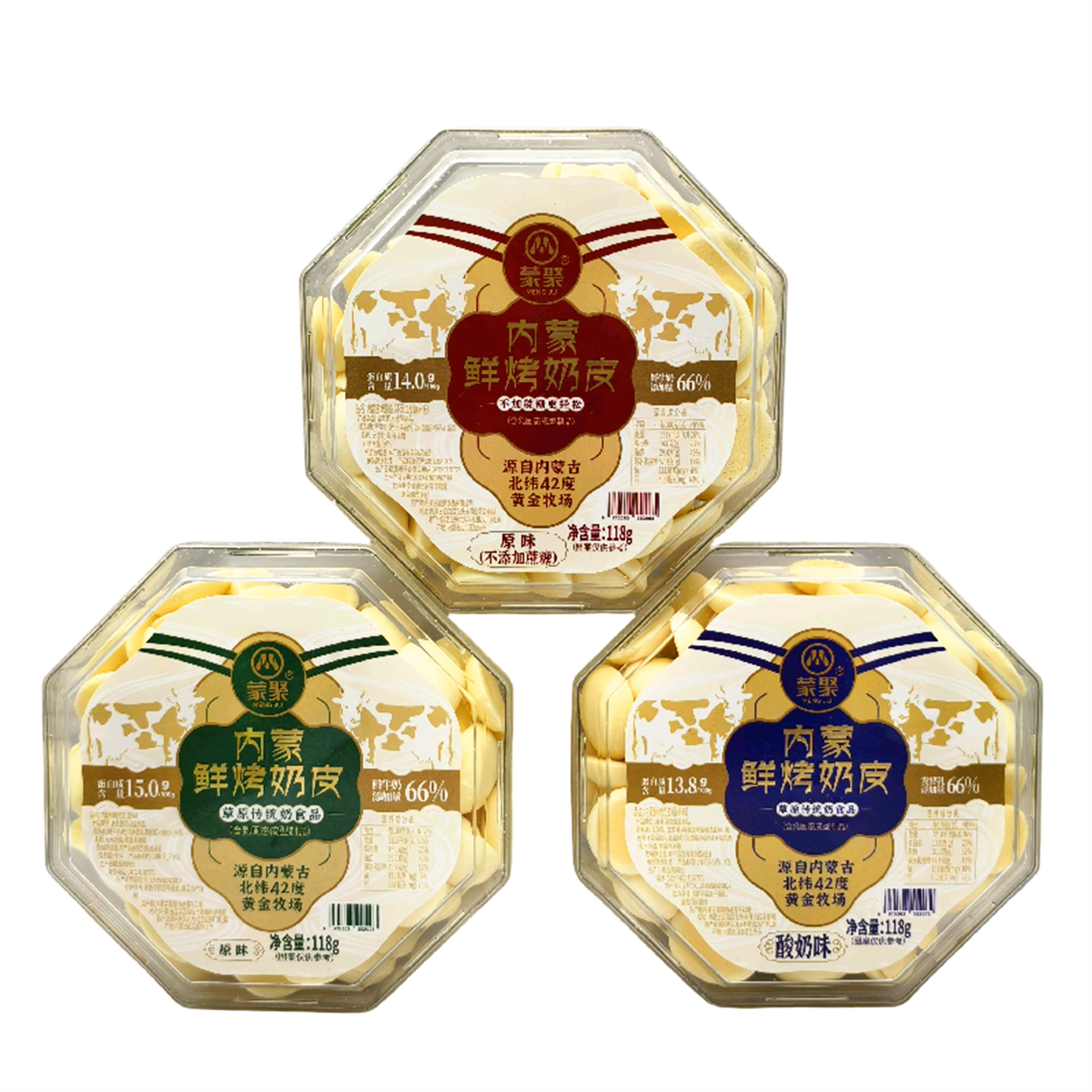 蒙聚内蒙鲜烤奶皮118g/盒原味酸奶原味不添加蔗糖零食小吃包邮