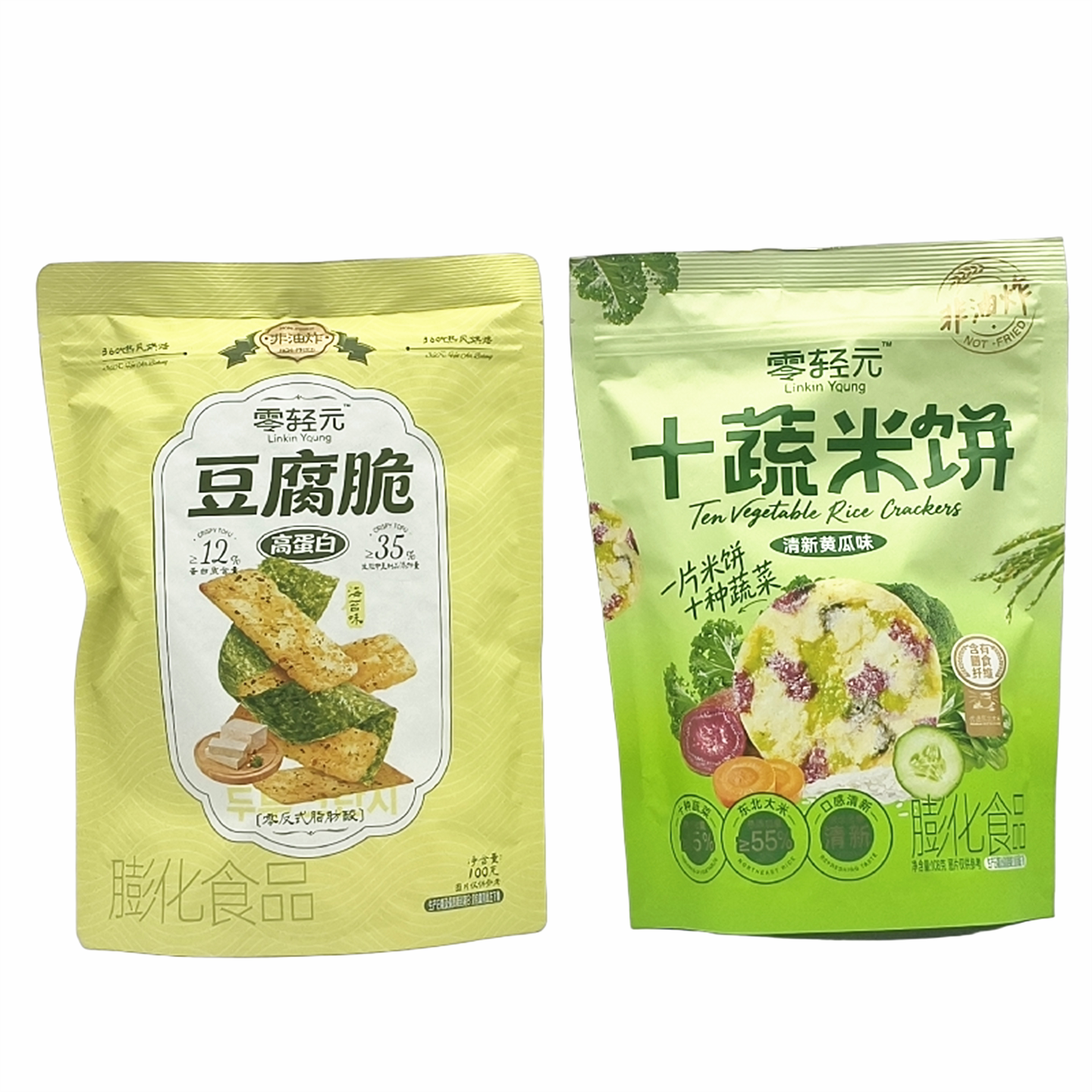 零轻元豆腐脆100g/袋十蔬米饼108g/袋海苔味清新黄瓜味休闲零食